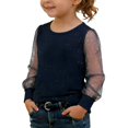 thumbnail image 4 of WOYY Toddler Girls Dressy Shirt Sequin Mesh Long Sleeve Crewneck Glitter Blouse, Sizes 4-5T, 4 of 8