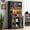 Type C: Oak Gray, variant on Lumiinofami Kitchen Pantry Cabinets, 71" Farmhouse Wooden Microwave Stand Hutch with Storage, Charging Station and Wine Racks, Oak Gray
