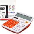 thumbnail image 1 of Calculadora de escritorio OFFIDIX, energía solar, batería, portátil, 12 dígitos, pantalla LCD grande, calculadora de mano diaria y oficina (naranja), 1 of 3