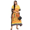 thumbnail image 1 of Oussum Jaune Tribal Grande Taille Polyester Longues Robes Caftan pour Femmes, 1 of 7