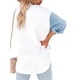 thumbnail image 4 of Guardurnaity Abrigo de mujer Color Block Botón Bolsillo Camisa Otoño Invierno Corduroy Solapa Casual Warm Top Blusa Prendas para la parte del cuerpo Blanco+gris+azul cielo L, 4 of 6