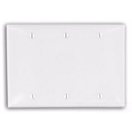 Ivory Decora Wall Plate - Leviton 80735-I 3-Gang No Device Blank Wallplate, Standard Size, Thermoplastic Nylon, Box Mount, Ivory