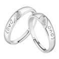 thumbnail image 1 of kurtrusly 2Pcs/set Men Women Couples Rings Wedding Party Crystal Letters Cuff Ring Love Matching Jewelry, 1 of 9