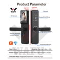 thumbnail image 4 of WAFU Wafu 3.5-Inch HD Smart Door Lock with 120° Wide-Angle Cat Eye Camera, TY App Control, Fingerprint & Password Access, 2.4G WiFi, Black Aluminum Alloy Design, 4*AA Batteries Not Included, 4 of 6