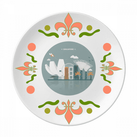 

Singapore Famous Places Landmark Flower Ceramics Plate Tableware Dinner Dish