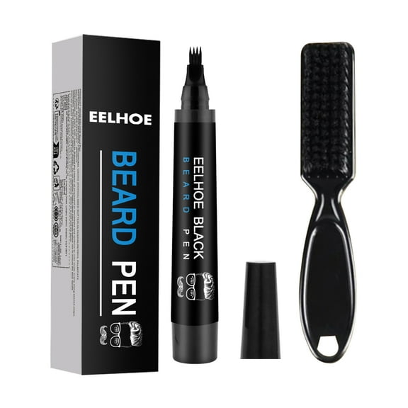 Beard Pencil Filler for Men Waterproof Long Lasting Beard Pen Kit with Brush Black