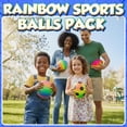 thumbnail image 4 of PlayBolt Rainbow Sports Ball Set – 4 Pack (5-Inch) | Mini Basketball, Soccer Ball, Football & Playground Ball with Hand Pump for Toddlers & Kids – Indoor & Outdoor Play, 4 of 8