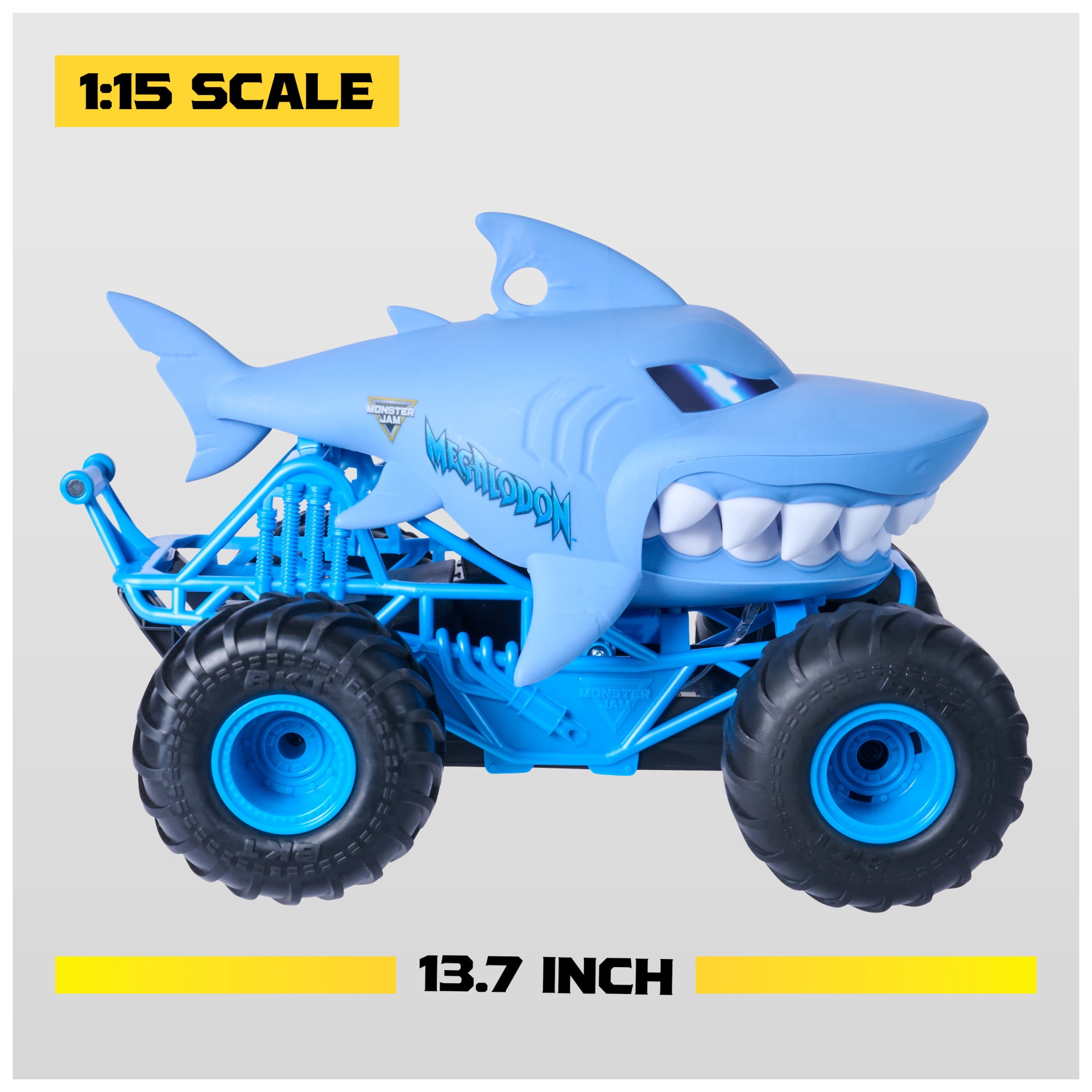 Monster Jam Chomping Megalodon RC Truck, 1:15 Scale, for Kids Ages 4 and up
