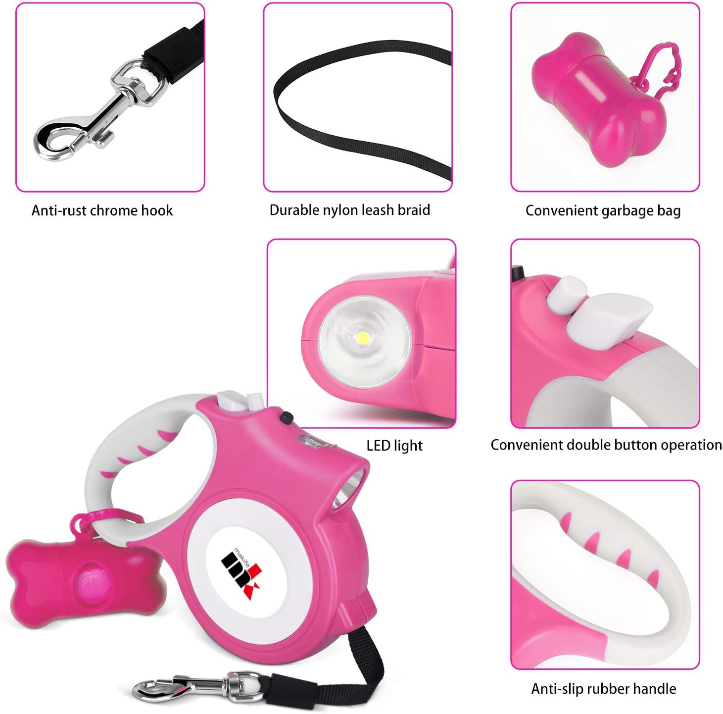 Mowis Retractable Dog Leash with LED Light 5m photo 3
