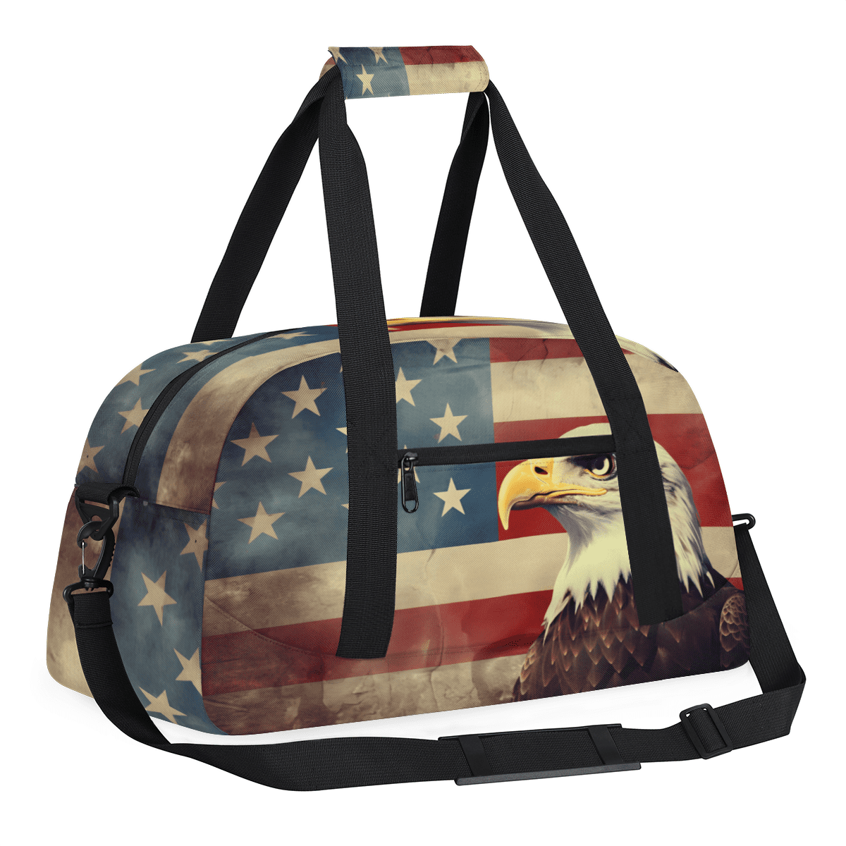 Herdesigns American Flag Eagles Sports Duffle Bag for Women & Men, Patriotic USA Flag Gym Bag Dance Bag Overnight Bag Carry On Weekender Travel Bag