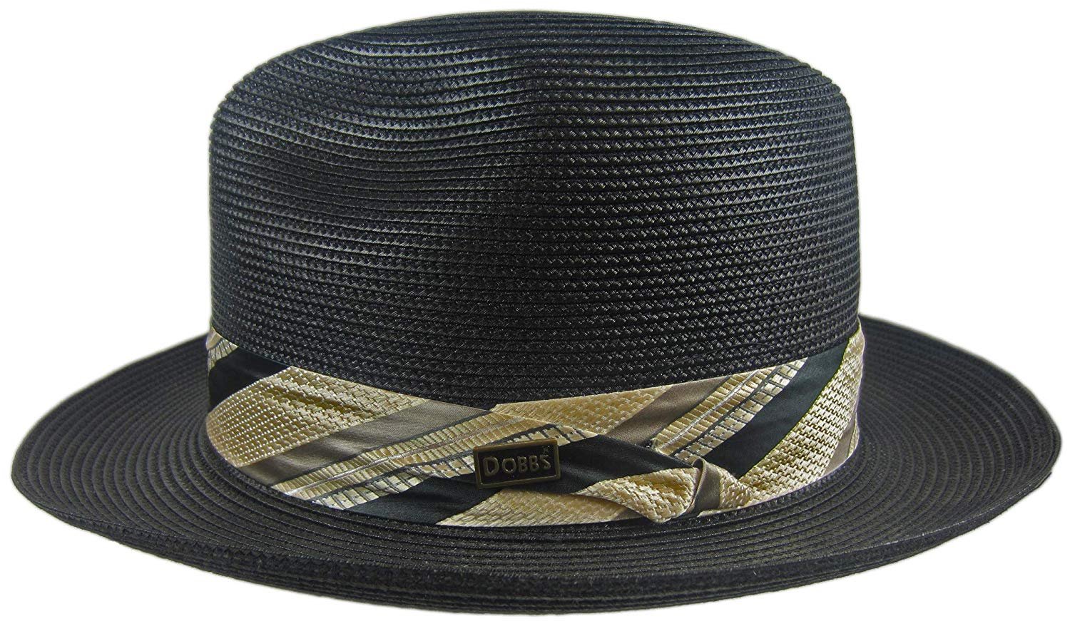 Dobbs Dobbs Black Danver Straw Hat Fedora Size 7 1/8 R Oval 2" Brim