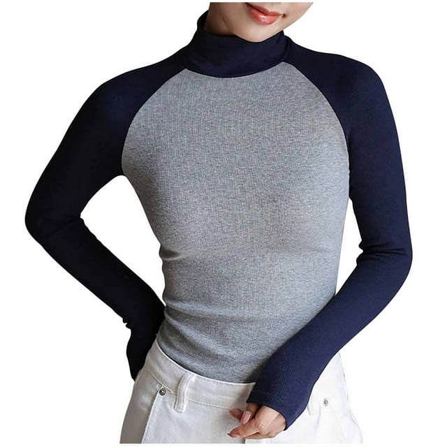 Yuyuzo Chandails à Manches Longues pour Femmes Col Ras du Cou Ajustés Collants Basiques Hauts Mode Vêtements d'Entraînement