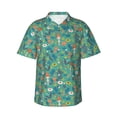 thumbnail image 2 of Xecao Mushrooms and Flowers print Hawaiian shirt - a stylish short-sleeve button-down for men, perfect for casual beach and tropical outings., 2 of 9