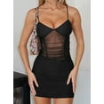 thumbnail image 4 of Women'S Mesh Dress Sleeveless Bodycon Mini Homecomig Dresses for Teens Short Tight Spaghetti Straps Prom Black M, 4 of 9