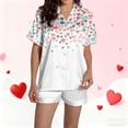 thumbnail image 6 of SDNall Pajama Set for Women, Printed Stand-Up Collar Short Sleeve Top and Shorts, 2-Piece Loungewear for Home and Casual Wear, 6 of 8