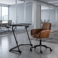 thumbnail image 2 of Homy Casa 2-Piece Small Space Study Set, 22'' PU Leather Swivel Task Chair & 18.9'' Foldable Laptop Table with Cup Holder, Brown/Black, 2 of 8