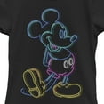 thumbnail image 2 of Girl's Mickey & Friends Bright Neon Mickey Mouse Outline Graphic Tee Black Small, 2 of 4