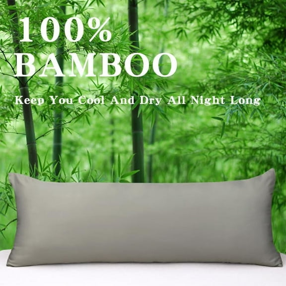 evoLive 100% Rayon Derived from Bamboo Cooling Breathable Body Pillow Cover/Pillowcases 21x54 inches with Hidden Zipper Closure (Grey, 21“X54“ Body Pillow Cover)
