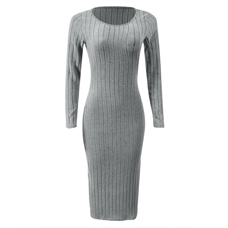 Women's Knitted Dress Long Slit Bodycon Long Dress With Neck Low Neck Dress  plus Size Swing Dress Floral Summer Long Dresses Tunic Dress for Women Form Fitting  Dress Maxi Dress Summer Fall