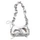 thumbnail image 5 of Bolso de hombro bowknot femenino PU cuero bolso plisado lindo bolso (plata), 5 of 9