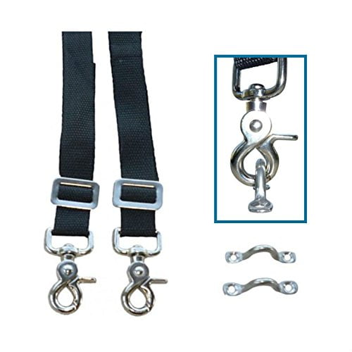 (2) Bimini Top Straps 1" Wide For 36", 46" 54" High Stainless Steel Eye Hooks