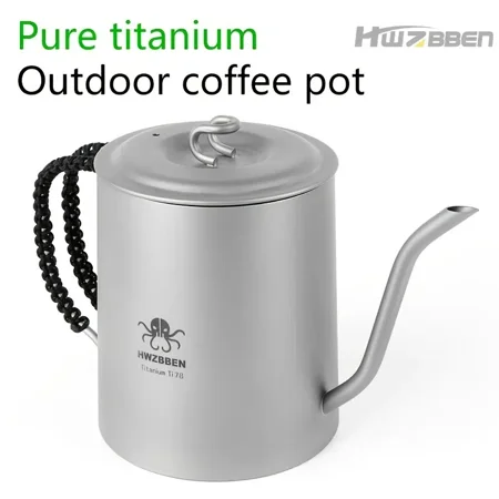 1pc HWZBBEN Ti 78 1000ml Outdoor Pure Titanium Kettle Can Be Used As Coffee Pot Teapot Cooking Utensils Travel Portable Camping Supplies