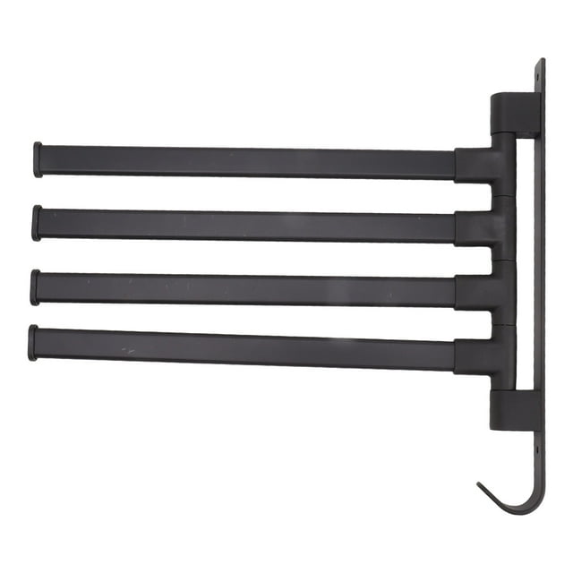 Aluminum Heavy Swivel Towel Bar Matte Black Multi Arm Wall Mount Rustproof More Storage Space Easy Installation for Various Items Best Choice to Organize