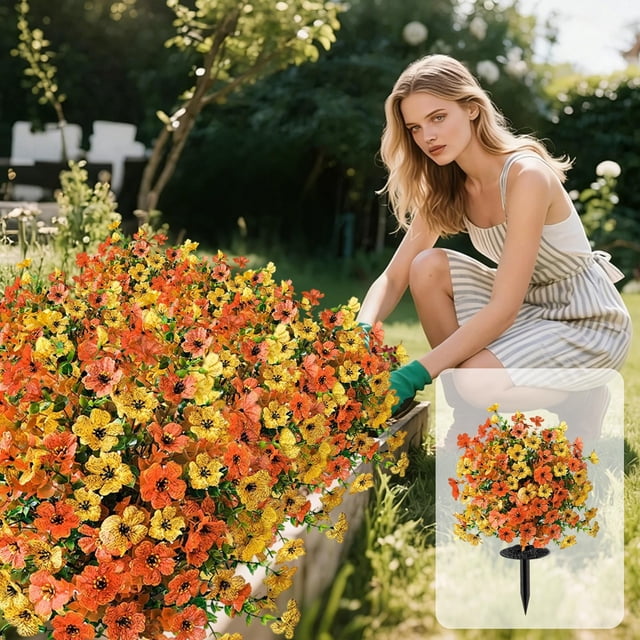 Ramo de Flores Artificiales de 56 Cm de Altura con Plantas Artificiales para Decoración de Jardín, Patio y Exteriores. Flores de Plástico para Patio, Jardín, Pasillo, Centro de Mesa, Decoración Del H