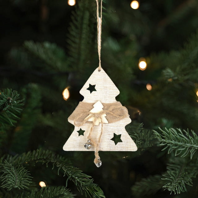 Adornos Colgantes de Madera para Árbol de Navidad | Decoraciones Navideñas de Madera Natural | Formas de Estrella, Ciervo y Papá Noel | Ligeros y Fáciles de Colgar | Perfectos para Decorar Árboles de