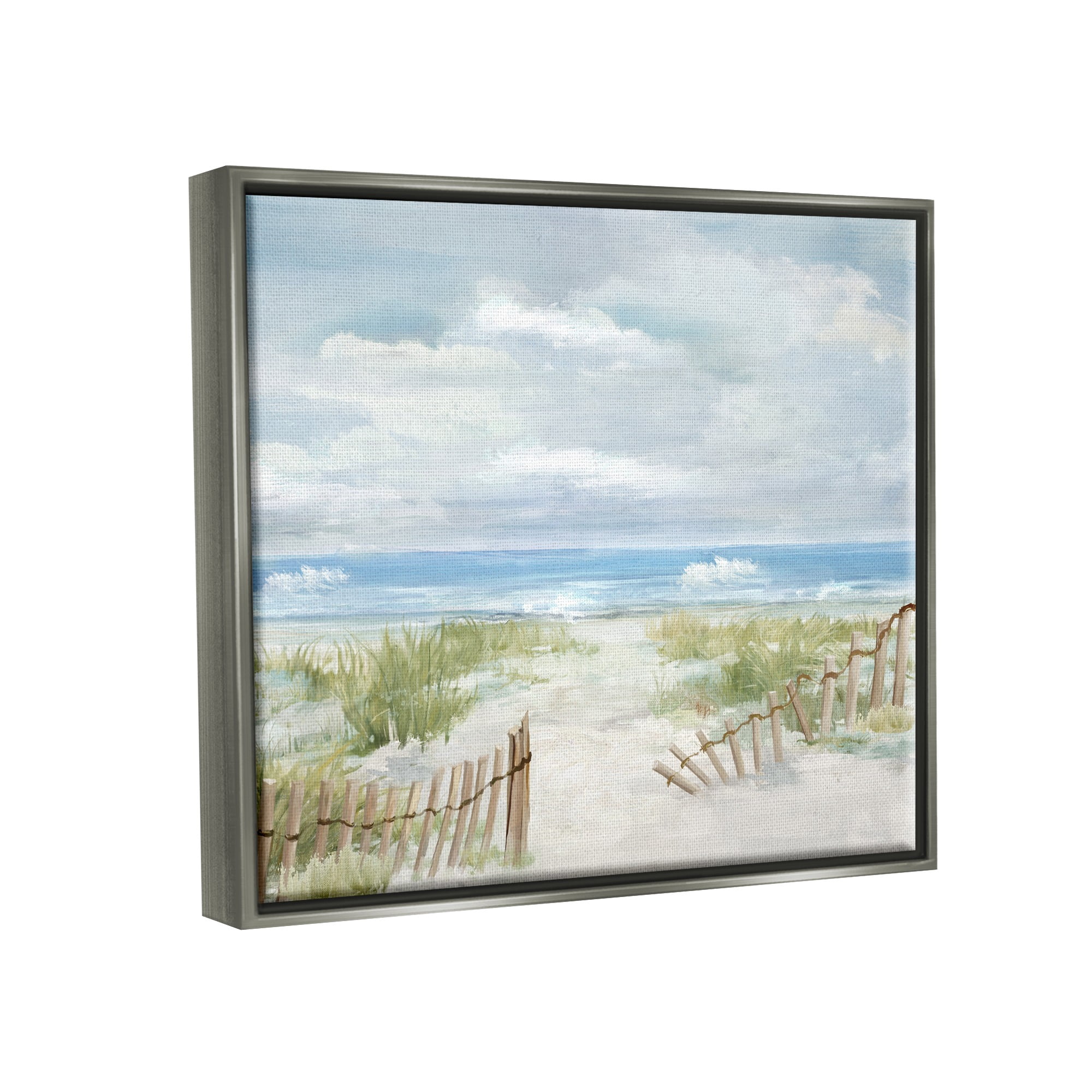 Stupell Industries On The Island Landscape Landscape Painting Gray Floater Framed Canvas Art Print Wall Art, 31 x 25