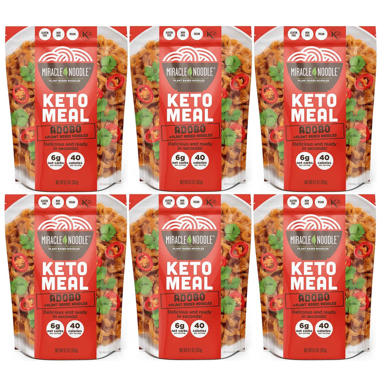 Miracle Noodle Keto Meal 9.2oz (6Pack) Flavor Adobo