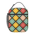 thumbnail image 1 of YFYANG Sac Portable Lunch Réutilisable Adulte / Enfants, Retro Geometric Plaid Pattern Mains Libres Poignée Isolation / Sac Froid pour l'École, le Travail, les Pique-Niques, Voyage, 1 of 6