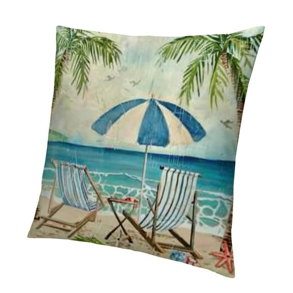Summer Beach Life Throw Pillow Covers  Relax Nautical Ocean Sea Coastal Outdoor Decorations Decorative Throw Pillows Cases  for Beach House Bed Living Room Couch Sofa Decor