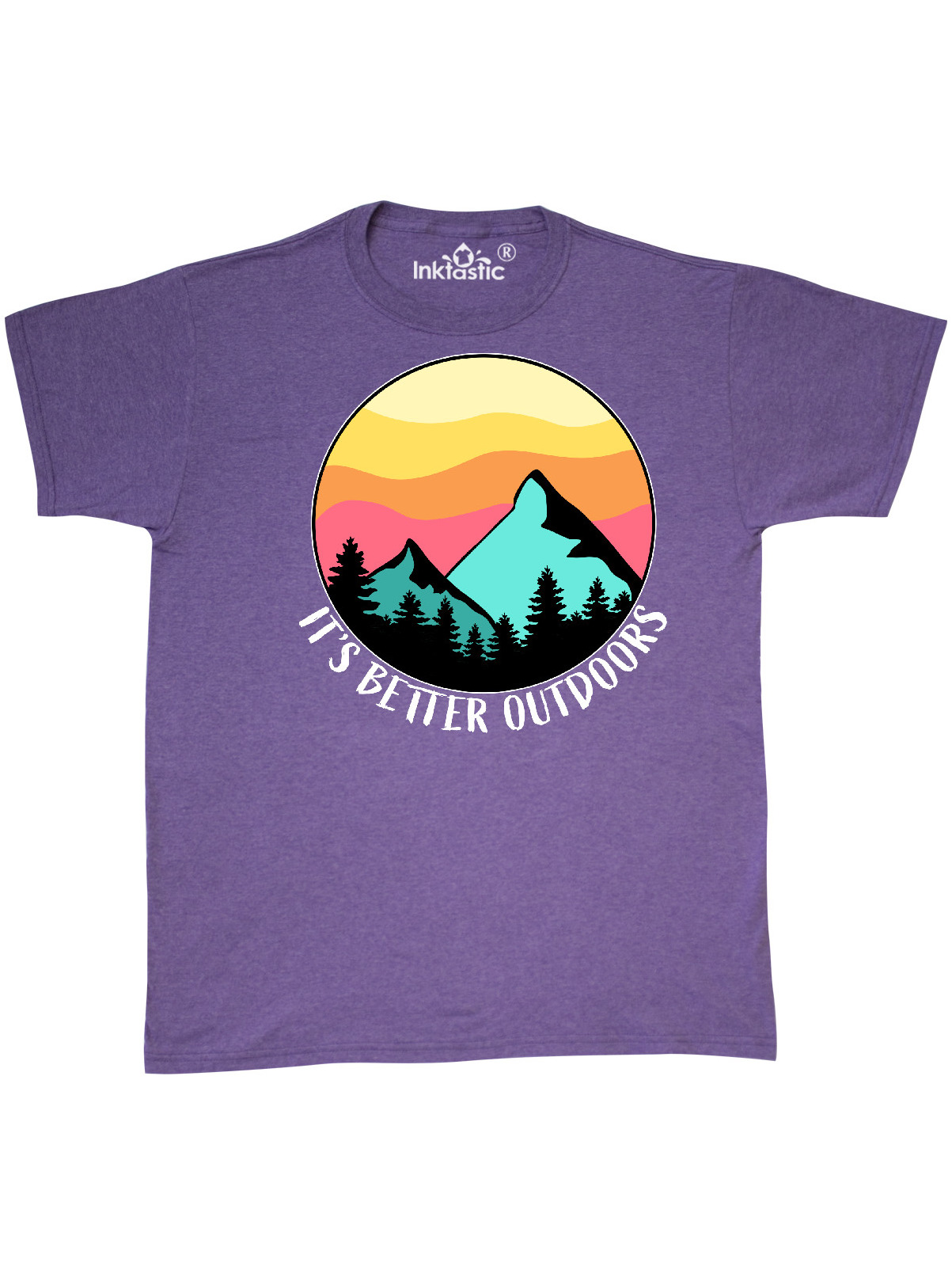 INKtastic - It's Better Outdoors Mountains at Sunset T-Shirt - Walmart ...