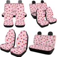 thumbnail image 3 of Uorisanigo Pink Strawberry 10 Pieces Automobile Seat Cover Sets with Soft Elastic Car Seat Belt Pad Cover Steering Wheel Cover Car Water Cup Coaster and Keychains Universal Fit Most Cars SUVs, 3 of 7