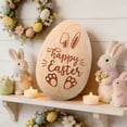 thumbnail image 5 of Xecvkr Easter Wooden Egg Carved Rabbit Tabletop Ornament Cartoon Home Courtyard Office Indoor Outdoor Holiday Basket Decoration 1 Piece, 5 of 6
