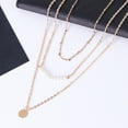 thumbnail image 3 of Mightlink 3 Tier Faux Pearls Sequins Pendant Necklace Stackable Golden Choker Chain Adjustable Length Necklace Jewelry Gift, 3 of 6