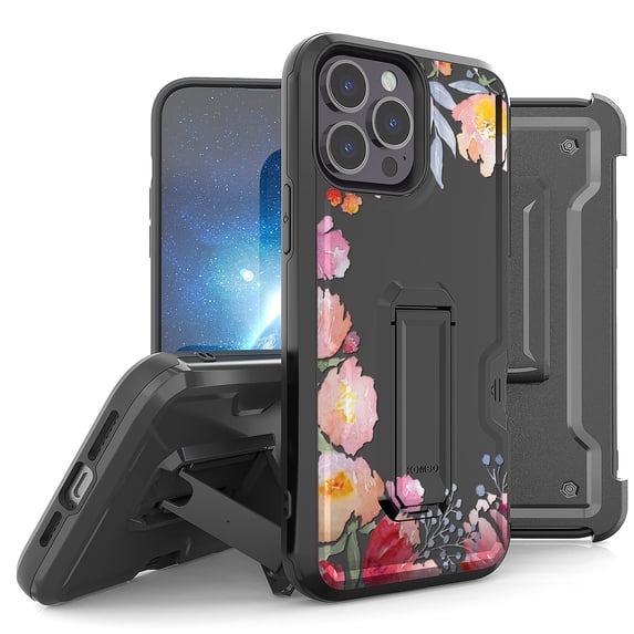 Armor Kombo Holster Rugged Cover Designed For Apple iphone 13 Pro 6.1"Case Black/Black