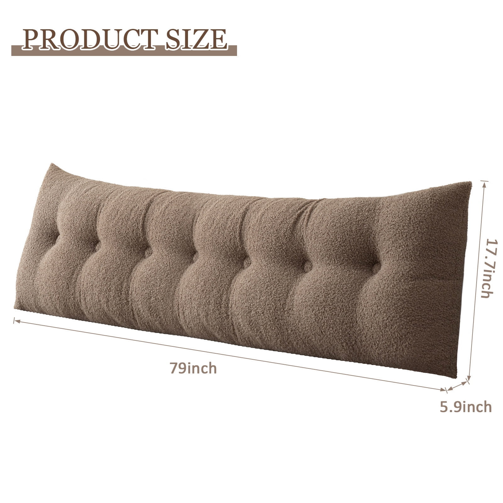 ANMINY Headboard Pillow, Teddy Velvet Fabric, Bed Rest Reading Pillow, Removable & Washable Cover, Daybed Wedge Pillow for King Beds