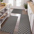thumbnail image 2 of Gray and Black Checkerboard Pattern Kitchen Rugs Sets Of 3,Kitchen Runner Rugs Non Skid Washable,Decorative Kitchen Floor Mats for Kitchen,Sink,Laundry,17"x30"+ 17"x47" + 17"x59", 2 of 6