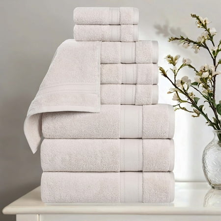 Superior Belmont Zero Twist Ultra-Soft 9 Piece Towel Set, Silver