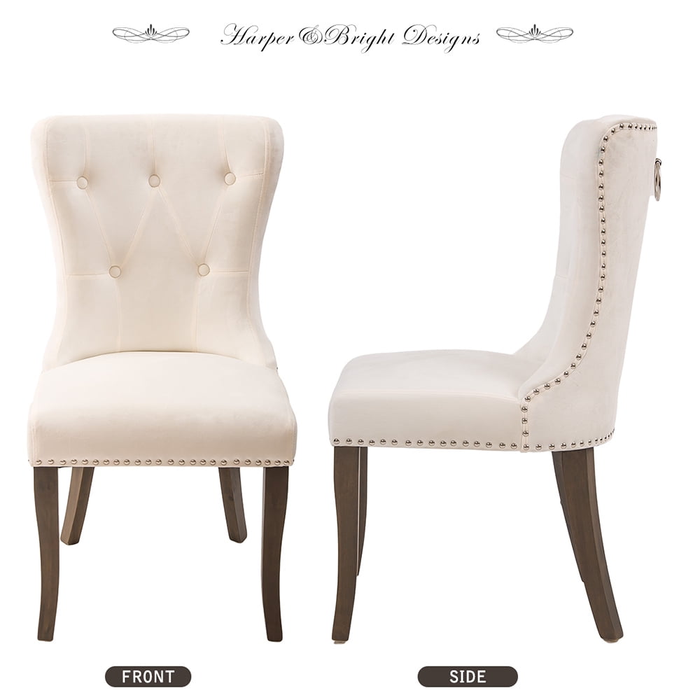 Lowestbest 2Pcs Upholstered Dining Chairs, Fabric High Back Chairs with Copper Wood Legs, Side Chairs for Dining Room/Living Room/Kitchen, Cream Lowestbest 2Pcs Upholstered Dining Chairs, Fabric High Back Chairs with Copper Wood Legs, Side Chairs for Dining Room/Living Room/Kitchen, Cream