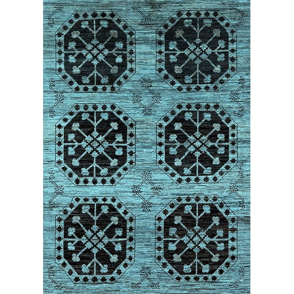 Ahgly Company Indoor Rectangle Oriental Light Blue Industrial Area Rugs, 6' x 9'