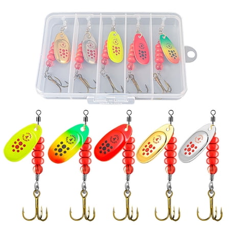 5pcs Metal Spoon Spinner Fishing Lure with Tackle Box Spoonbait Crankbaits Fishing Wobblers for Pike Salmon Sea Fishing