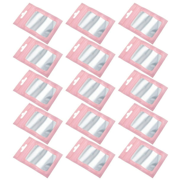 Sealable Storage Bags for Storage Use Pink Plastic 100Pcs Reclosable Pouches