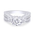 thumbnail image 3 of Round Cut Lab Created Moissinate Diamond 3-Stone Wedding Engagement Ring In 14K White Gold Over Sterling Silver(G-H Color,VVS1 Clarity,2.00 Cttw)-8.5, 3 of 8