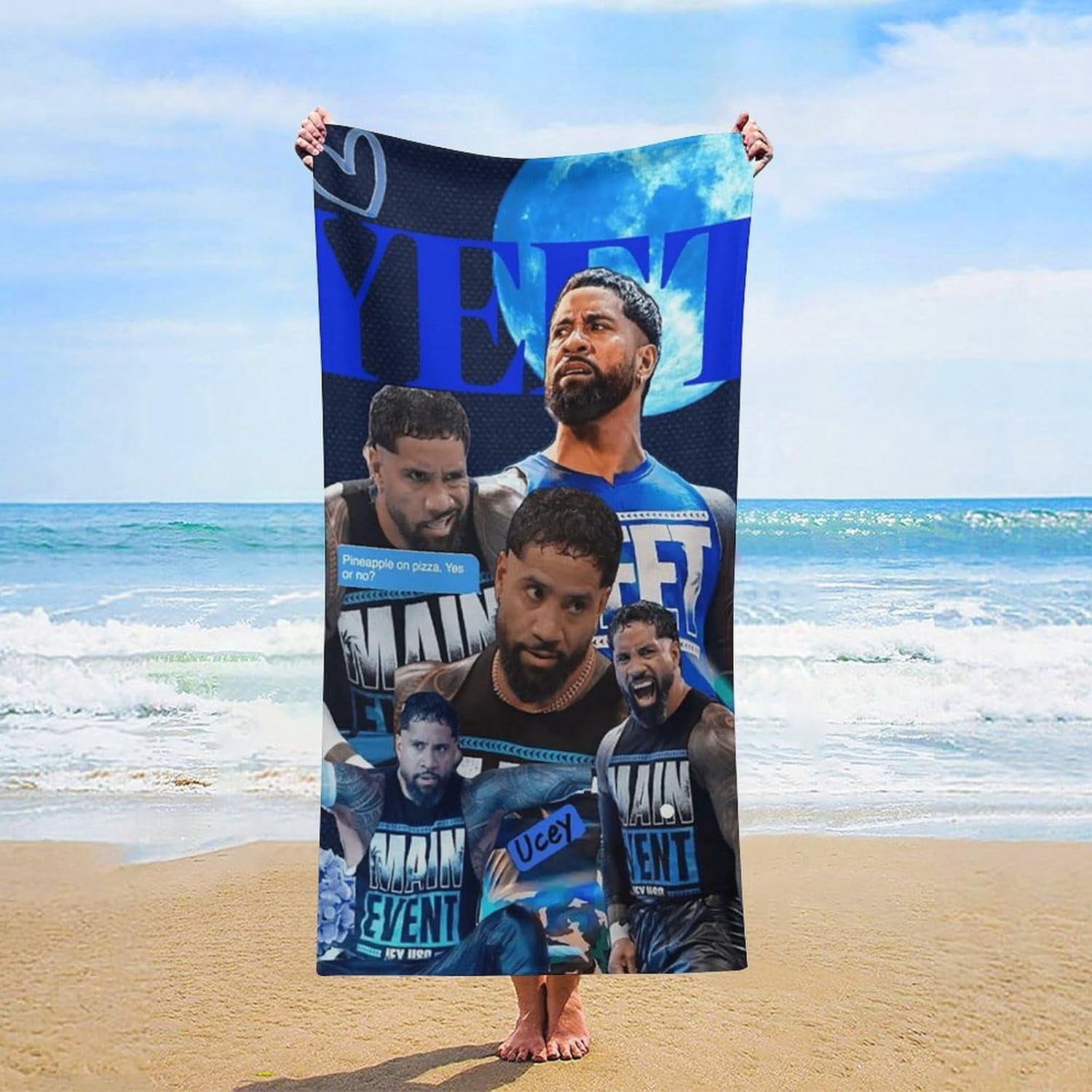 Jey USO Wrestling Merch Beach Towel Microfiber Bath Towels Oversized Towels Quick Dry Pool Beach Essentials 61.4 X 30.3 Inch