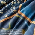thumbnail image 4 of RYNGHIPY 3 Pieces Blue and Gold Full Comforter Set Marble Printed, Geometric Hexagon Theme Decor Gold Trim Bedding Set Full, Modern Steel Blue Foil Print Bed Set(Blue Full), 4 of 7