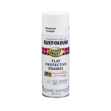 White, Rust-Oleum Stops Rust Advanced Flat Spray Paint-338946, 12 oz