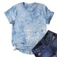thumbnail image 3 of Tops Para Mujer Casual Suelto Corbata Impreso Cuello Redondo Manga Corta Top Manga Corta Cuello Redondo Top Camisa Odeerbi ODB181057, 3 of 5